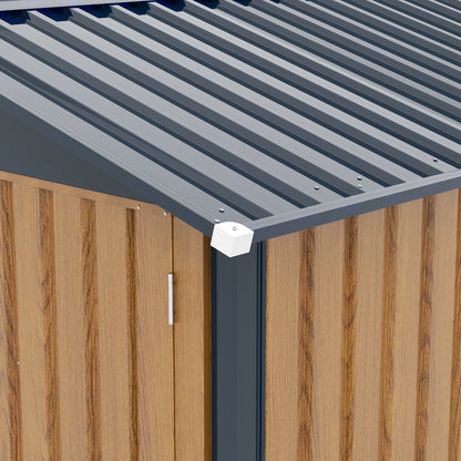 6x8FT Outdoor Steel Storage Shed with Clear Window, Lockable Doors, Compact Metal Tool Shed for Garden, Backyard, Patio, Utility, and Bike Storage,yellow