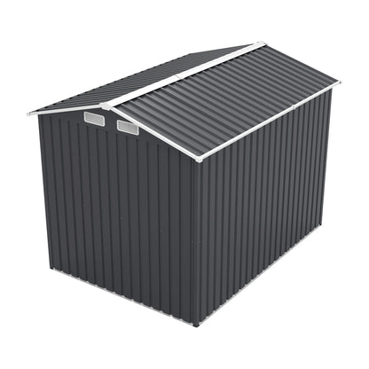 6x8FT Outdoor Steel Storage Shed with Clear Window, Lockable Doors, Compact Metal Tool Shed for Garden, Backyard, Patio, Utility, and Bike Storage,dark gray