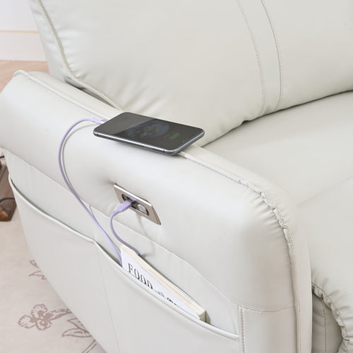 270° Power Swivel Rocker Recliner Chair, PU Leather Electric Glider Reclining Sofa with USB Ports, Power Swivel Glider, Rocking Chair,Nursery Recliners for Living Room Bedroom(Light Gray+270°Swivel)
