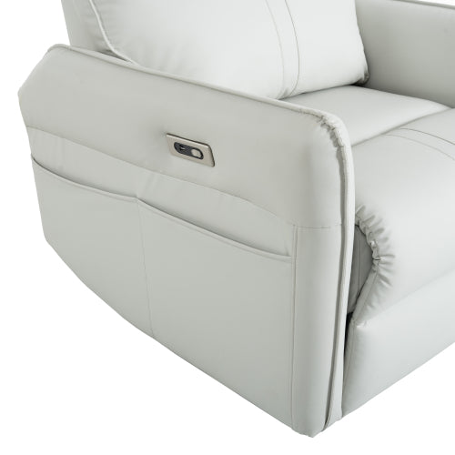 270° Power Swivel Rocker Recliner Chair, PU Leather Electric Glider Reclining Sofa with USB Ports, Power Swivel Glider, Rocking Chair,Nursery Recliners for Living Room Bedroom(Light Gray+270°Swivel)
