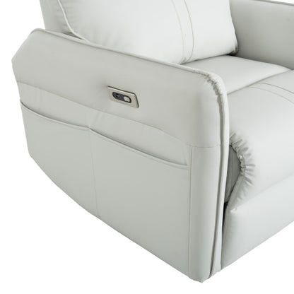 270° Power Swivel Rocker Recliner Chair, PU Leather Electric Glider Reclining Sofa with USB Ports, Power Swivel Glider, Rocking Chair,Nursery Recliners for Living Room Bedroom(Light Gray+270°Swivel)