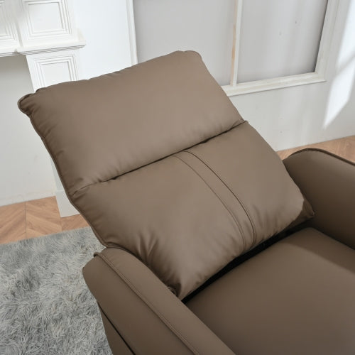 270° Power Swivel Rocker Recliner Chair, Electric Glider Reclining Sofa with USB Ports, PU Faux Leather Power Swivel Glider, Rocking Chair,Nursery Recliners for Living Room Bedroom(Brown+270° Swivel)