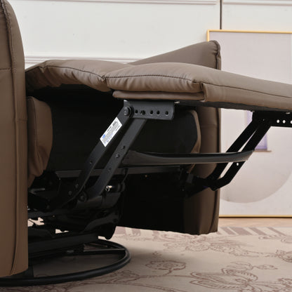270° Power Swivel Rocker Recliner Chair, Electric Glider Reclining Sofa with USB Ports, PU Faux Leather Power Swivel Glider, Rocking Chair,Nursery Recliners for Living Room Bedroom(Brown+270° Swivel)