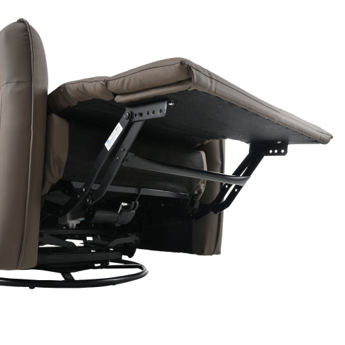 270° Power Swivel Rocker Recliner Chair, Electric Glider Reclining Sofa with USB Ports, PU Faux Leather Power Swivel Glider, Rocking Chair,Nursery Recliners for Living Room Bedroom(Brown+270° Swivel)