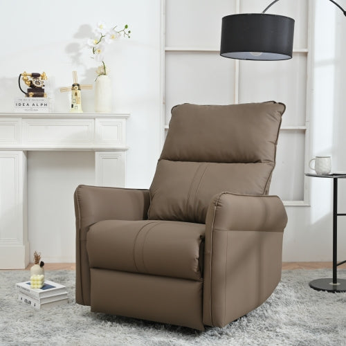 270° Power Swivel Rocker Recliner Chair, Electric Glider Reclining Sofa with USB Ports, PU Faux Leather Power Swivel Glider, Rocking Chair,Nursery Recliners for Living Room Bedroom(Brown+270° Swivel)