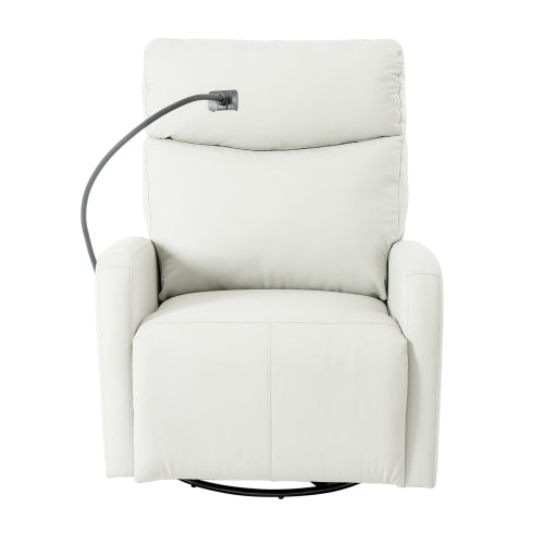 270° Power Swivel Rocker Recliner Chair, Electric Glider Reclining Sofa with USB Ports, Power Swivel Glider, Rocking Chair Nursery Recliners for Living Room Bedroom(Light Gray+270° Swivel)