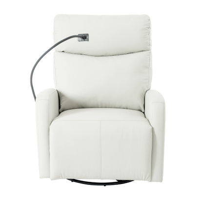 270° Power Swivel Rocker Recliner Chair, Electric Glider Reclining Sofa with USB Ports, Power Swivel Glider, Rocking Chair Nursery Recliners for Living Room Bedroom(Light Gray+270° Swivel)