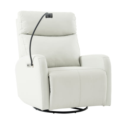 270° Power Swivel Rocker Recliner Chair, Electric Glider Reclining Sofa with USB Ports, Power Swivel Glider, Rocking Chair Nursery Recliners for Living Room Bedroom(Light Gray+270° Swivel)