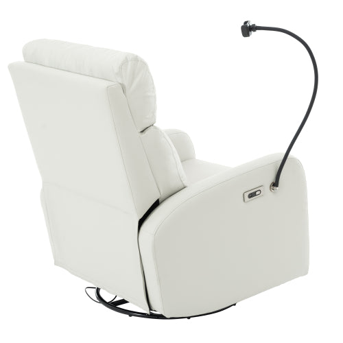 270° Power Swivel Rocker Recliner Chair, Electric Glider Reclining Sofa with USB Ports, Power Swivel Glider, Rocking Chair Nursery Recliners for Living Room Bedroom(Light Gray+270° Swivel)