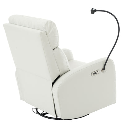 270° Power Swivel Rocker Recliner Chair, Electric Glider Reclining Sofa with USB Ports, Power Swivel Glider, Rocking Chair Nursery Recliners for Living Room Bedroom(Light Gray+270° Swivel)