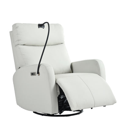 270° Power Swivel Rocker Recliner Chair, Electric Glider Reclining Sofa with USB Ports, Power Swivel Glider, Rocking Chair Nursery Recliners for Living Room Bedroom(Light Gray+270° Swivel)