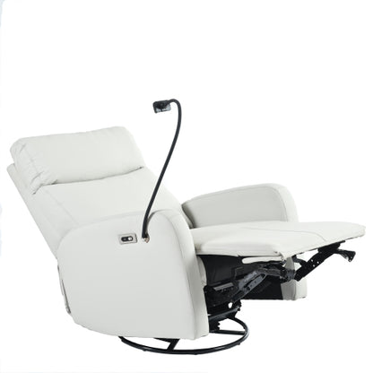 270° Power Swivel Rocker Recliner Chair, Electric Glider Reclining Sofa with USB Ports, Power Swivel Glider, Rocking Chair Nursery Recliners for Living Room Bedroom(Light Gray+270° Swivel)