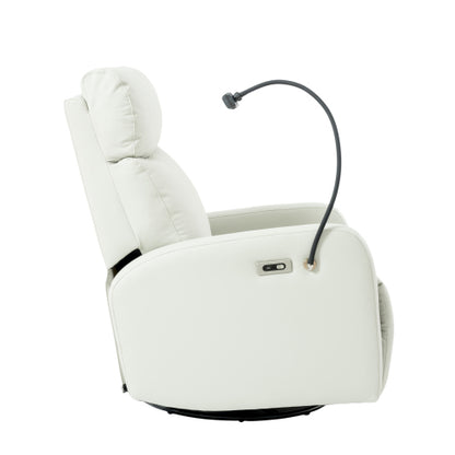 270° Power Swivel Rocker Recliner Chair, Electric Glider Reclining Sofa with USB Ports, Power Swivel Glider, Rocking Chair Nursery Recliners for Living Room Bedroom(Light Gray+270° Swivel)