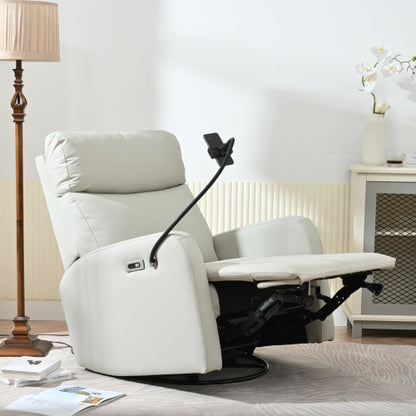 270° Power Swivel Rocker Recliner Chair, Electric Glider Reclining Sofa with USB Ports, Power Swivel Glider, Rocking Chair Nursery Recliners for Living Room Bedroom(Light Gray+270° Swivel)