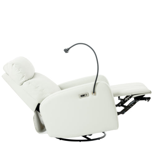 270° Power Swivel Rocker Recliner Chair, Electric Glider Reclining Sofa with USB Ports, Power Swivel Glider, Rocking Chair Nursery Recliners for Living Room Bedroom(Light Gray+270° Swivel)