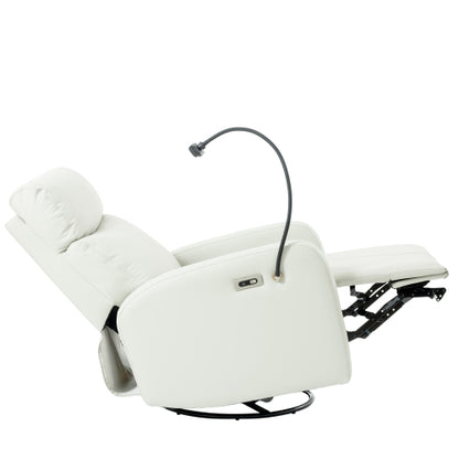270° Power Swivel Rocker Recliner Chair, Electric Glider Reclining Sofa with USB Ports, Power Swivel Glider, Rocking Chair Nursery Recliners for Living Room Bedroom(Light Gray+270° Swivel)