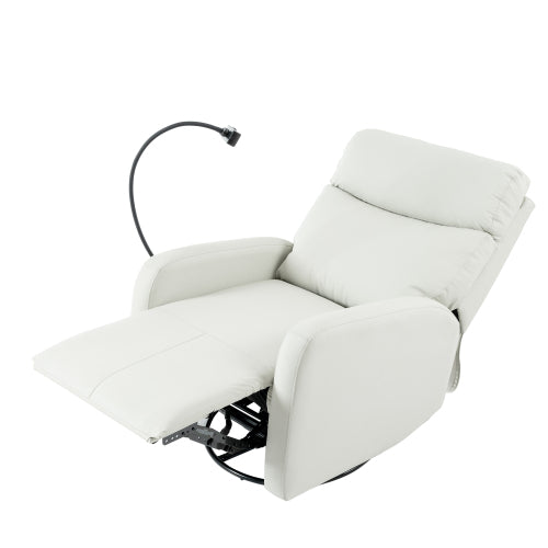 270° Power Swivel Rocker Recliner Chair, Electric Glider Reclining Sofa with USB Ports, Power Swivel Glider, Rocking Chair Nursery Recliners for Living Room Bedroom(Light Gray+270° Swivel)
