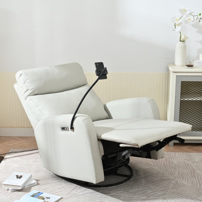 270° Power Swivel Rocker Recliner Chair, Electric Glider Reclining Sofa with USB Ports, Power Swivel Glider, Rocking Chair Nursery Recliners for Living Room Bedroom(Light Gray+270° Swivel)