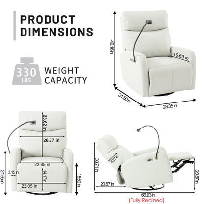 270° Power Swivel Rocker Recliner Chair, Electric Glider Reclining Sofa with USB Ports, Power Swivel Glider, Rocking Chair Nursery Recliners for Living Room Bedroom(Light Gray+270° Swivel)