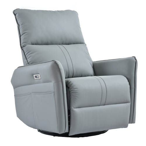 Power Swivel Rocker Recliner Chair for Adults, 270° Swivel Rocking Recliner Chair,Electric Small Recliners for Small Spaces, Single Sofa Recliner for Living Room, Bedroom,RV (Blue-gray+270° Swivel)