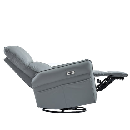 Power Swivel Rocker Recliner Chair for Adults, 270° Swivel Rocking Recliner Chair,Electric Small Recliners for Small Spaces, Single Sofa Recliner for Living Room, Bedroom,RV (Blue-gray+270° Swivel)