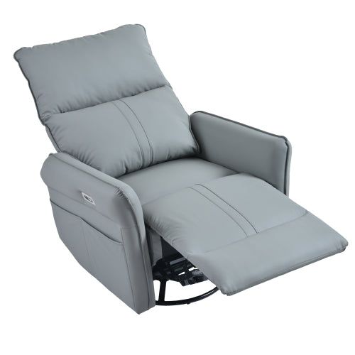 Power Swivel Rocker Recliner Chair for Adults, 270° Swivel Rocking Recliner Chair,Electric Small Recliners for Small Spaces, Single Sofa Recliner for Living Room, Bedroom,RV (Blue-gray+270° Swivel)