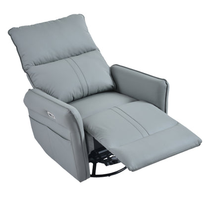 Power Swivel Rocker Recliner Chair for Adults, 270° Swivel Rocking Recliner Chair,Electric Small Recliners for Small Spaces, Single Sofa Recliner for Living Room, Bedroom,RV (Blue-gray+270° Swivel)