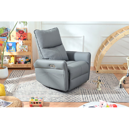 Power Swivel Rocker Recliner Chair for Adults, 270° Swivel Rocking Recliner Chair,Electric Small Recliners for Small Spaces, Single Sofa Recliner for Living Room, Bedroom,RV (Blue-gray+270° Swivel)