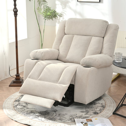 Power Lift Recliner Chair for Elderly,Fabric Lift Chairs for Living Room w/ Extended Footrest,Classic Single Sofa,Home Theater Seat with 2 Cup Holders,Side Pockets,Remote Control(Light Gray)