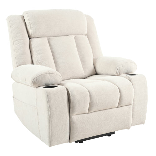 Power Lift Recliner Chair for Elderly,Fabric Lift Chairs for Living Room w/ Extended Footrest,Classic Single Sofa,Home Theater Seat with 2 Cup Holders,Side Pockets,Remote Control(Light Gray)