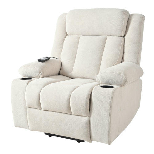 Power Lift Recliner Chair for Elderly,Fabric Lift Chairs for Living Room w/ Extended Footrest,Classic Single Sofa,Home Theater Seat with 2 Cup Holders,Side Pockets,Remote Control(Light Gray)