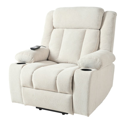 Power Lift Recliner Chair for Elderly,Fabric Lift Chairs for Living Room w/ Extended Footrest,Classic Single Sofa,Home Theater Seat with 2 Cup Holders,Side Pockets,Remote Control(Light Gray)