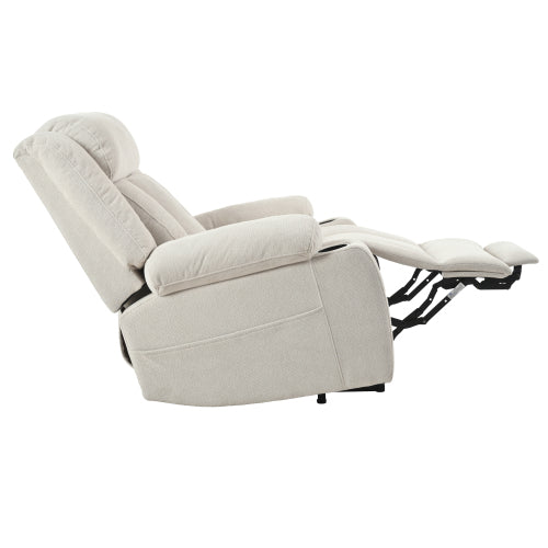 Power Lift Recliner Chair for Elderly,Fabric Lift Chairs for Living Room w/ Extended Footrest,Classic Single Sofa,Home Theater Seat with 2 Cup Holders,Side Pockets,Remote Control(Light Gray)