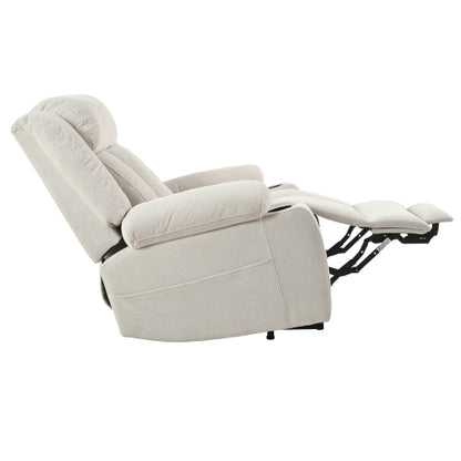 Power Lift Recliner Chair for Elderly,Fabric Lift Chairs for Living Room w/ Extended Footrest,Classic Single Sofa,Home Theater Seat with 2 Cup Holders,Side Pockets,Remote Control(Light Gray)