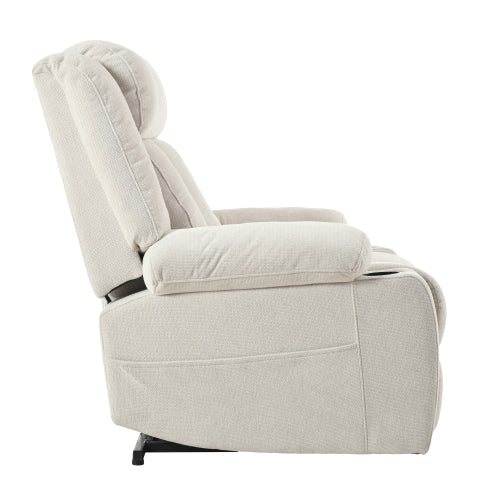 Power Lift Recliner Chair for Elderly,Fabric Lift Chairs for Living Room w/ Extended Footrest,Classic Single Sofa,Home Theater Seat with 2 Cup Holders,Side Pockets,Remote Control(Light Gray)