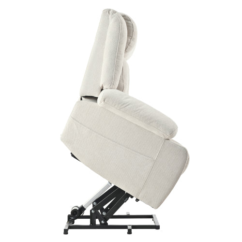 Power Lift Recliner Chair for Elderly,Fabric Lift Chairs for Living Room w/ Extended Footrest,Classic Single Sofa,Home Theater Seat with 2 Cup Holders,Side Pockets,Remote Control(Light Gray)