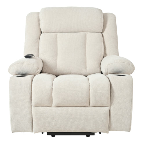Power Lift Recliner Chair for Elderly,Fabric Lift Chairs for Living Room w/ Extended Footrest,Classic Single Sofa,Home Theater Seat with 2 Cup Holders,Side Pockets,Remote Control(Light Gray)