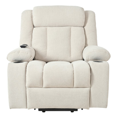 Power Lift Recliner Chair for Elderly,Fabric Lift Chairs for Living Room w/ Extended Footrest,Classic Single Sofa,Home Theater Seat with 2 Cup Holders,Side Pockets,Remote Control(Light Gray)