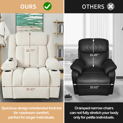 Power Lift Recliner Chair for Elderly,Fabric Lift Chairs for Living Room w/ Extended Footrest,Classic Single Sofa,Home Theater Seat with 2 Cup Holders,Side Pockets,Remote Control(Light Gray)