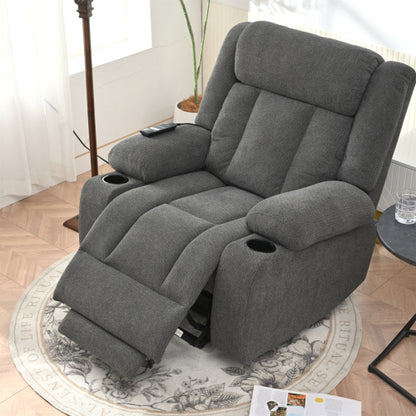 Power Lift Recliner Chair for Elderly,Fabric Lift Chairs for Living Room w/ Extended Footrest,Classic Single Sofa,Home Theater Seat with 2 Cup Holders,Side Pockets,Remote Control(Dark Gray)