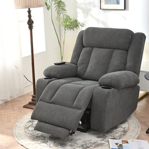 Power Lift Recliner Chair for Elderly,Fabric Lift Chairs for Living Room w/ Extended Footrest,Classic Single Sofa,Home Theater Seat with 2 Cup Holders,Side Pockets,Remote Control(Dark Gray)