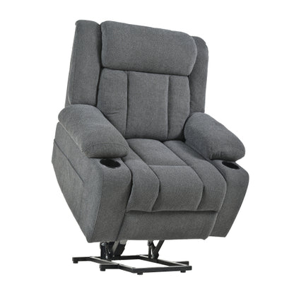 Power Lift Recliner Chair for Elderly,Fabric Lift Chairs for Living Room w/ Extended Footrest,Classic Single Sofa,Home Theater Seat with 2 Cup Holders,Side Pockets,Remote Control(Dark Gray)