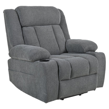 Power Lift Recliner Chair for Elderly,Fabric Lift Chairs for Living Room w/ Extended Footrest,Classic Single Sofa,Home Theater Seat with 2 Cup Holders,Side Pockets,Remote Control(Dark Gray)