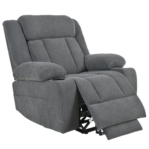 Power Lift Recliner Chair for Elderly,Fabric Lift Chairs for Living Room w/ Extended Footrest,Classic Single Sofa,Home Theater Seat with 2 Cup Holders,Side Pockets,Remote Control(Dark Gray)
