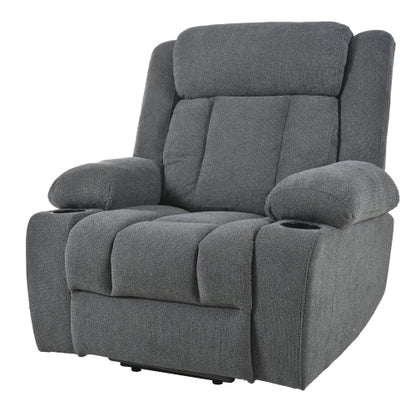 Power Lift Recliner Chair for Elderly,Fabric Lift Chairs for Living Room w/ Extended Footrest,Classic Single Sofa,Home Theater Seat with 2 Cup Holders,Side Pockets,Remote Control(Dark Gray)