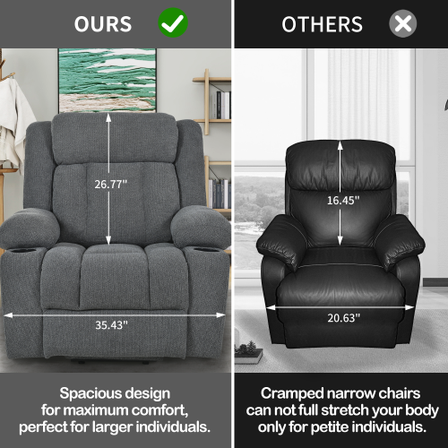 Power Lift Recliner Chair for Elderly,Fabric Lift Chairs for Living Room w/ Extended Footrest,Classic Single Sofa,Home Theater Seat with 2 Cup Holders,Side Pockets,Remote Control(Dark Gray)