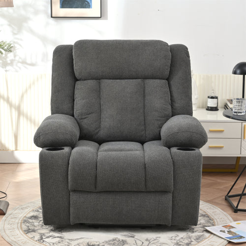 Power Lift Recliner Chair for Elderly,Fabric Lift Chairs for Living Room w/ Extended Footrest,Classic Single Sofa,Home Theater Seat with 2 Cup Holders,Side Pockets,Remote Control(Dark Gray)