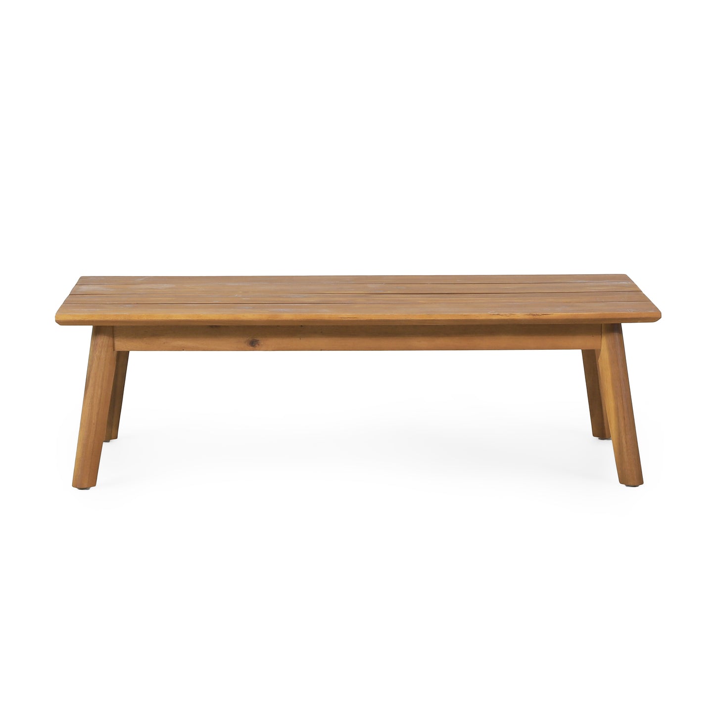 Outdoor Acacia Wood Loveseat and Coffee Table Set with Cushions, Light Teak and White