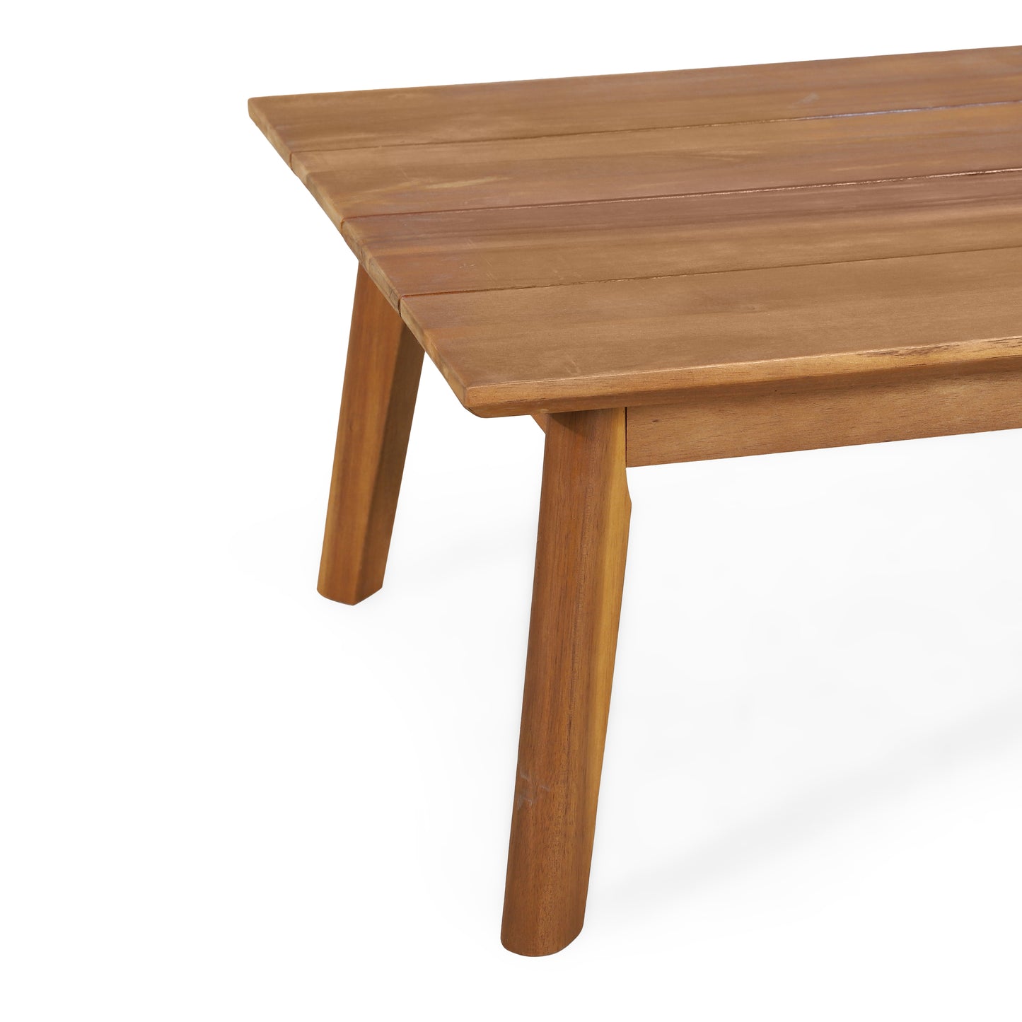 Outdoor Acacia Wood Loveseat and Coffee Table Set with Cushions, Light Teak and White
