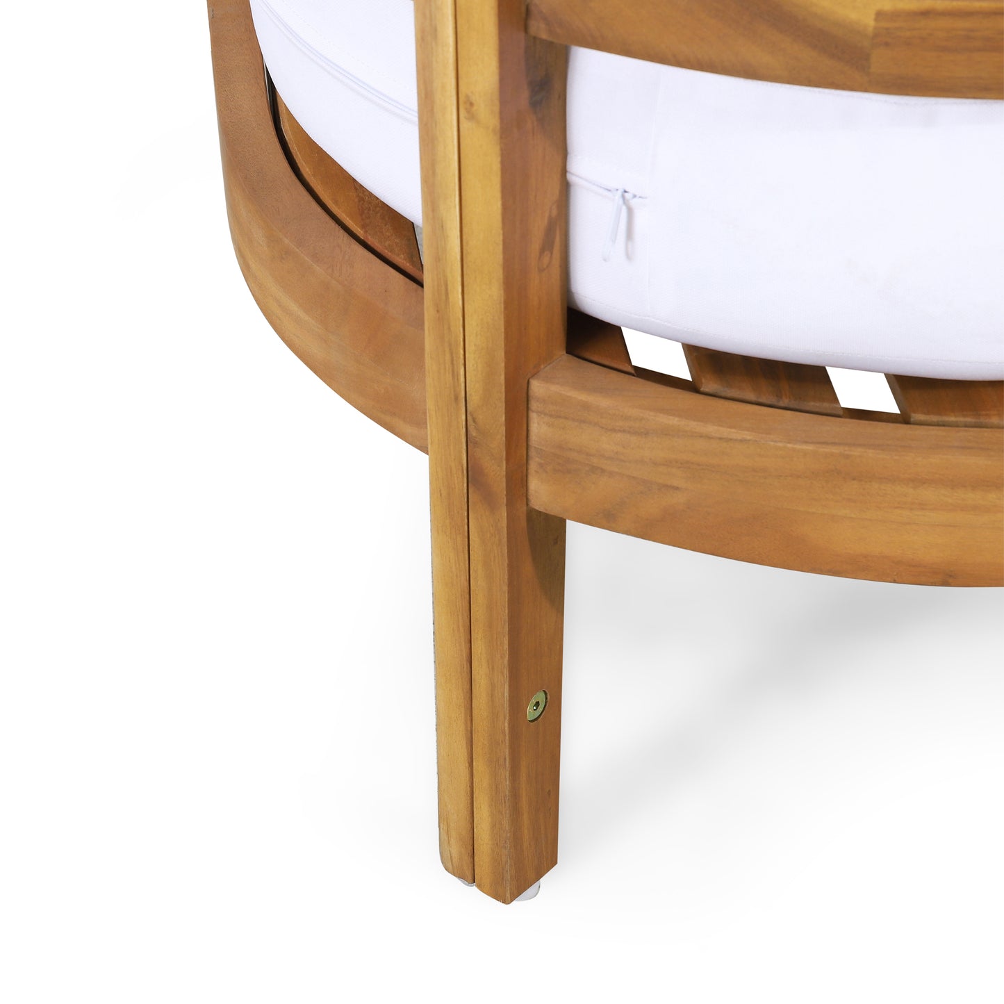 Outdoor Acacia Wood Loveseat and Coffee Table Set with Cushions, Light Teak and White